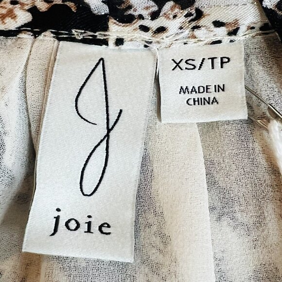 NWT Joie Women's Snake Print Tie Neck Long Sleeve Lined Shimmer Tan Blouse Sz XS - Picture 9 of 11